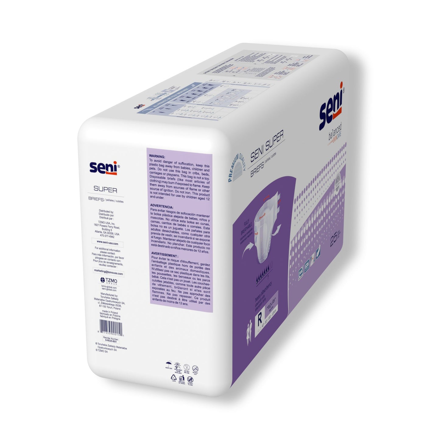 BRIEF, INCONT SENI SUPER REG 40"-50" (25/PK 3PK/CS)