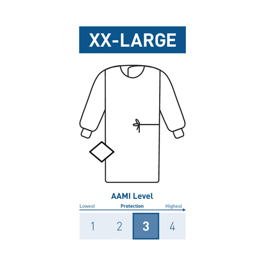 GOWN, SURG N/WOVN STR AAMI LVL3 SET-IN W/TWL 2XLG (26PK/CS)