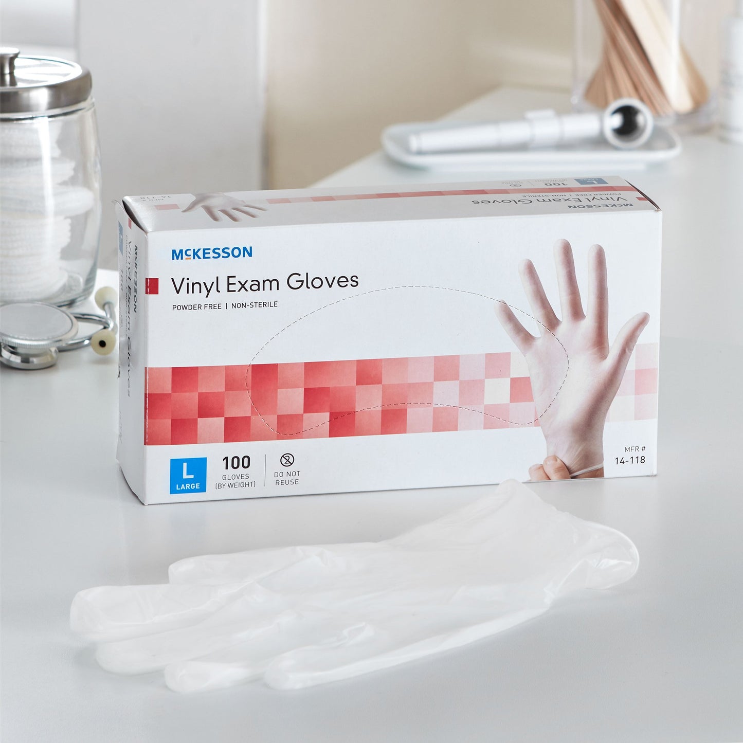 GLOVE, EXAM VNYL LG N/S (100/BX 10BX/CS)