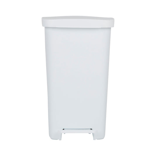 WASTECAN, STEP-ON RECTNGL PLASWHT 52QT