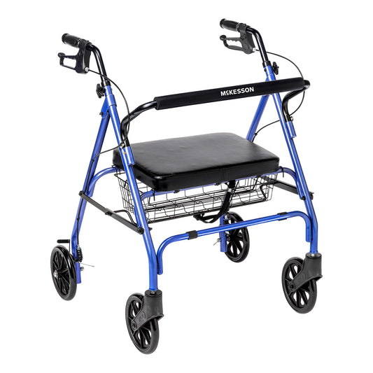 ROLLATOR, BARIATRIC FLDING STEEL 8" WHEELS BLU 500LB (1/CS)