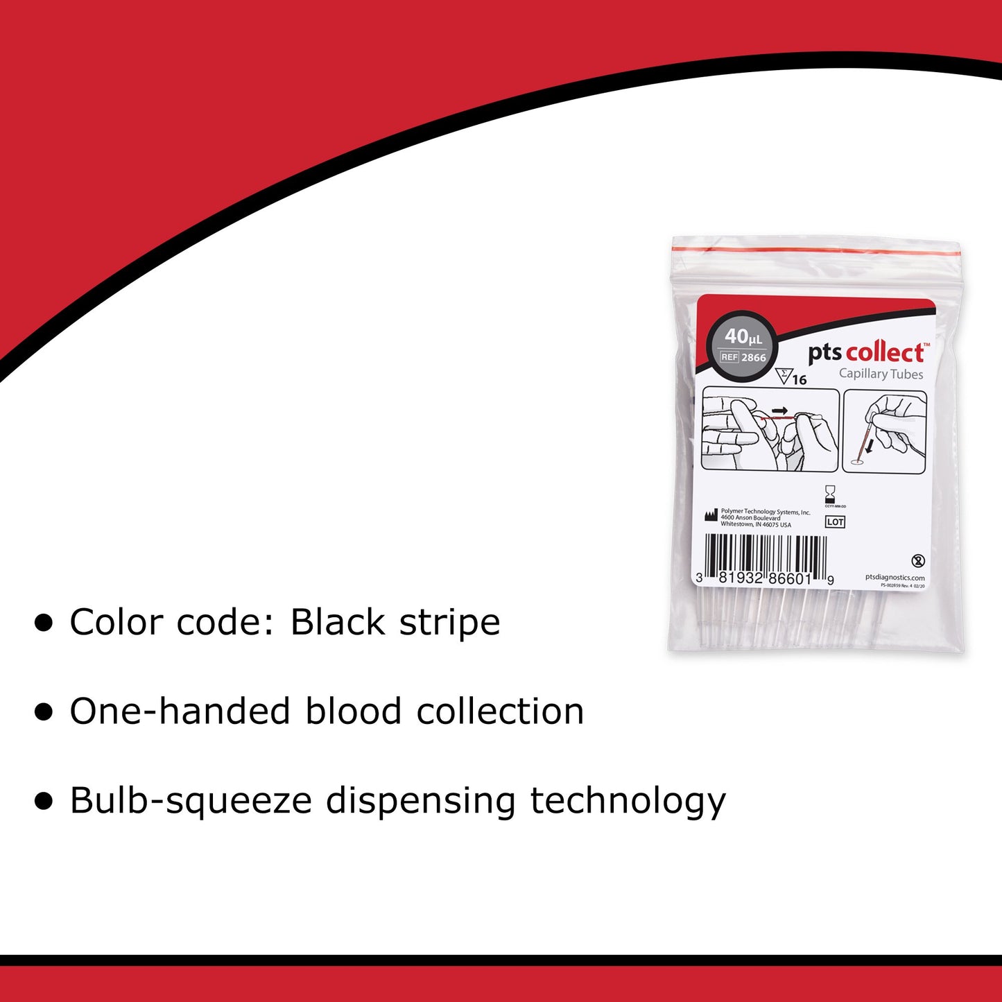 TUBE, CAPILLARY PLAIN BLK 40ULGLS (16/BG)