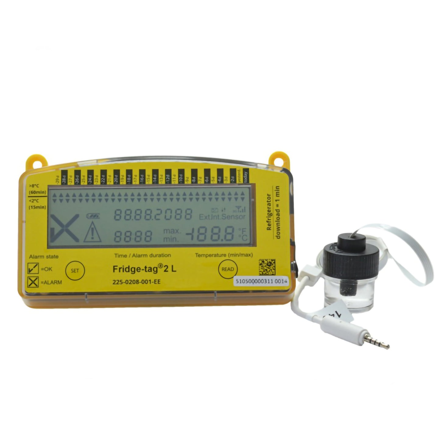 DATA LOGGER, VACCINE W/VIAL & PROBE 2.0-8.0C