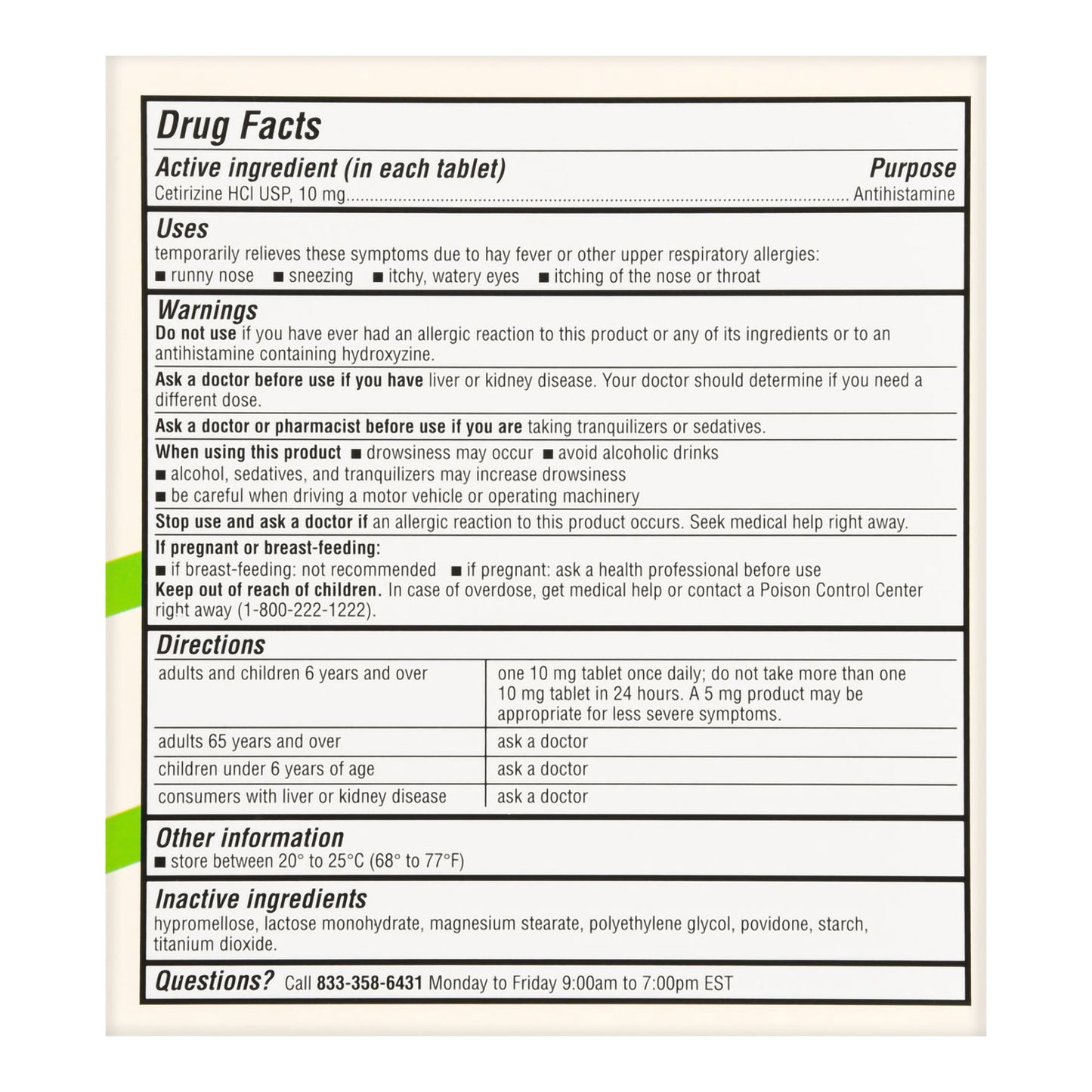 ALL DAY ALLERGY, TAB FT CETIRIZINE SM 10MG (90/BX)