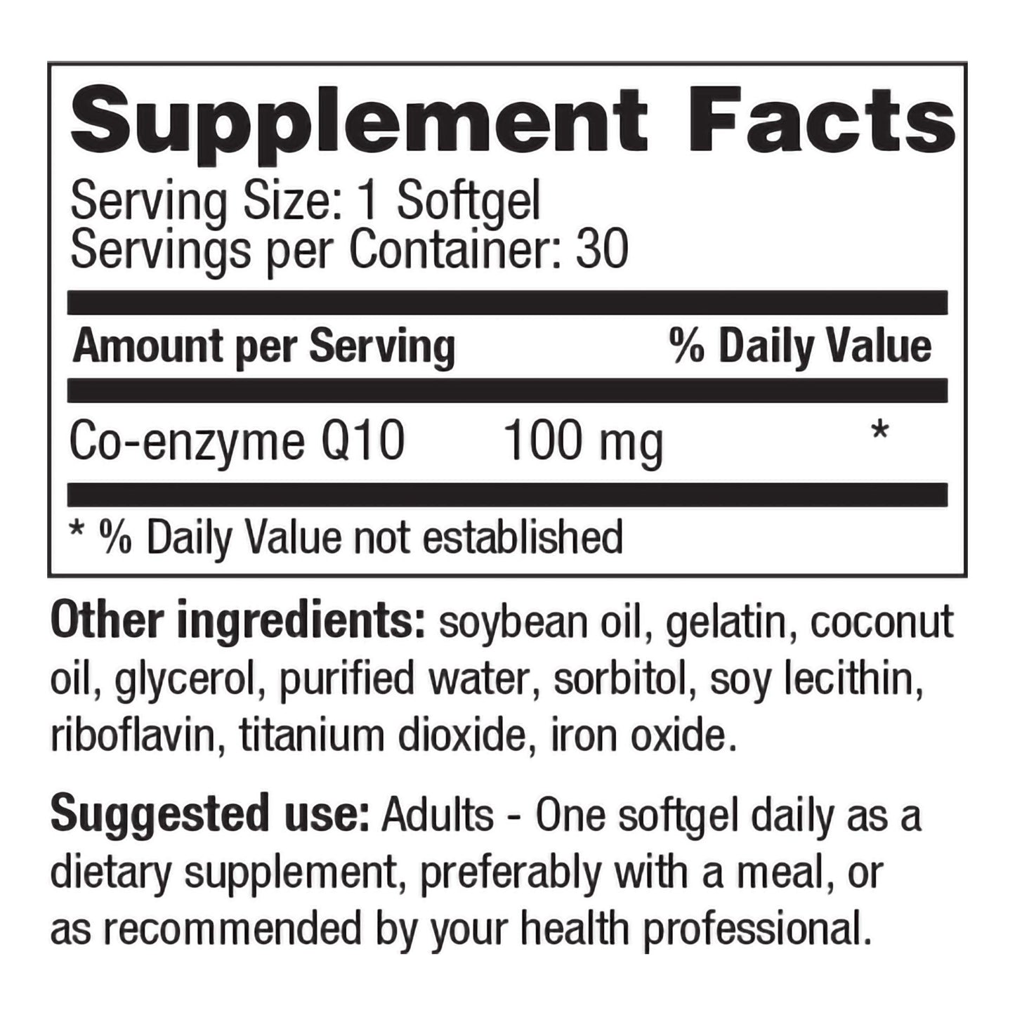 COENZYME Q10, CAP SGEL 100MG (30/BT)