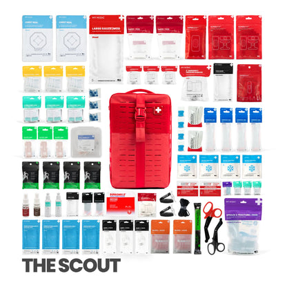 FIRST AID KIT, EMERGENCY BACKPACK RED