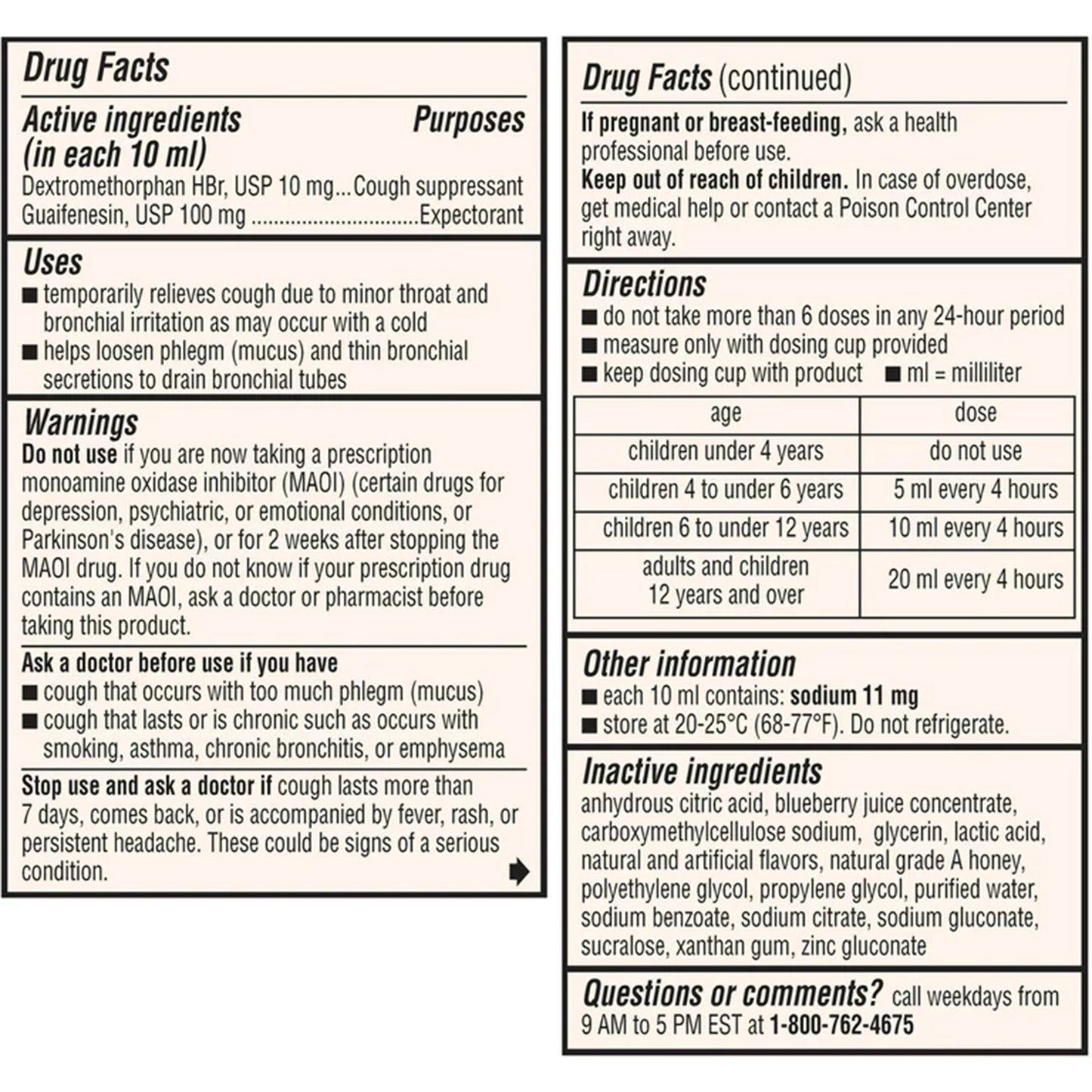 ROBITUSSIN DM, LIQ COUGH & CHEST CONGESTION CHLD HONEY 4OZ