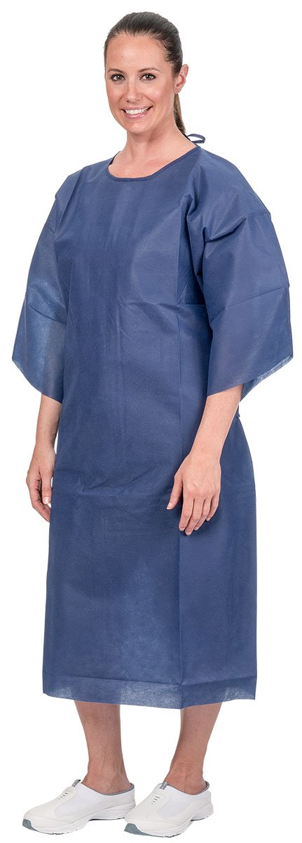 GOWN EXAM UNIV BLU POLY 100/CS