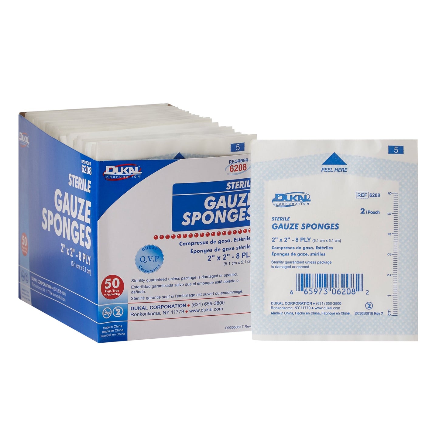 SPONGE, GAUZE 8PLY STR 2"X2" (100/BX 30BX/CS)