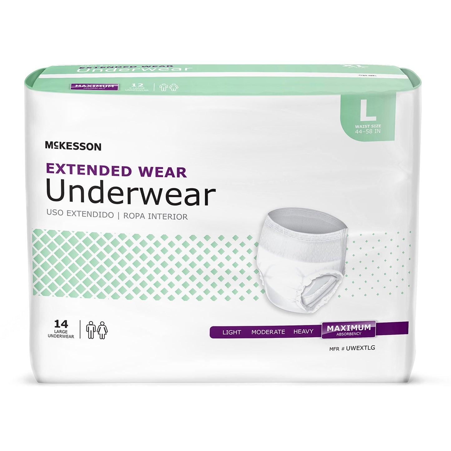 UNDERWEAR, EXTENDED WEAR LG 44-58 (14EA/BG 4BG/CS)