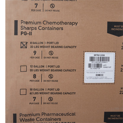 CONTAINER, SHARPS CHEMO YLW 8GL (9/CS)