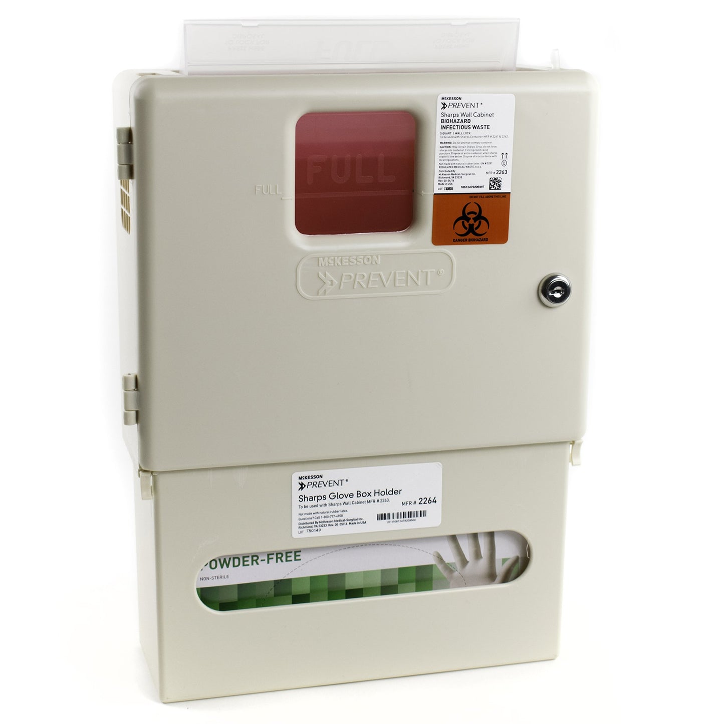 CABINET, SHARPS W/GLOVE HOLDER