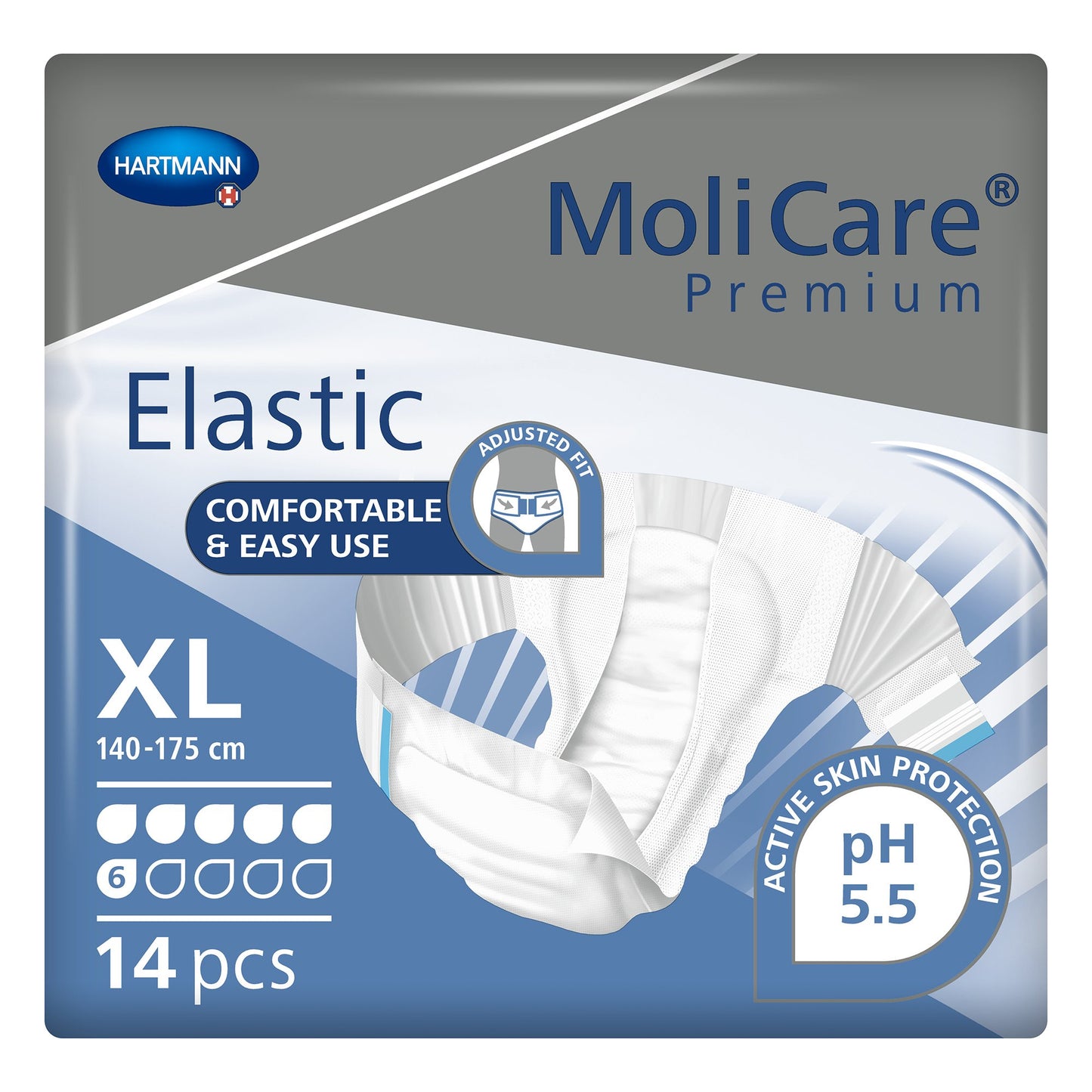 BRIEF, MOLICARE PREMIUM ELAS DISP 6D XLG (14/BG 4BG/CS)