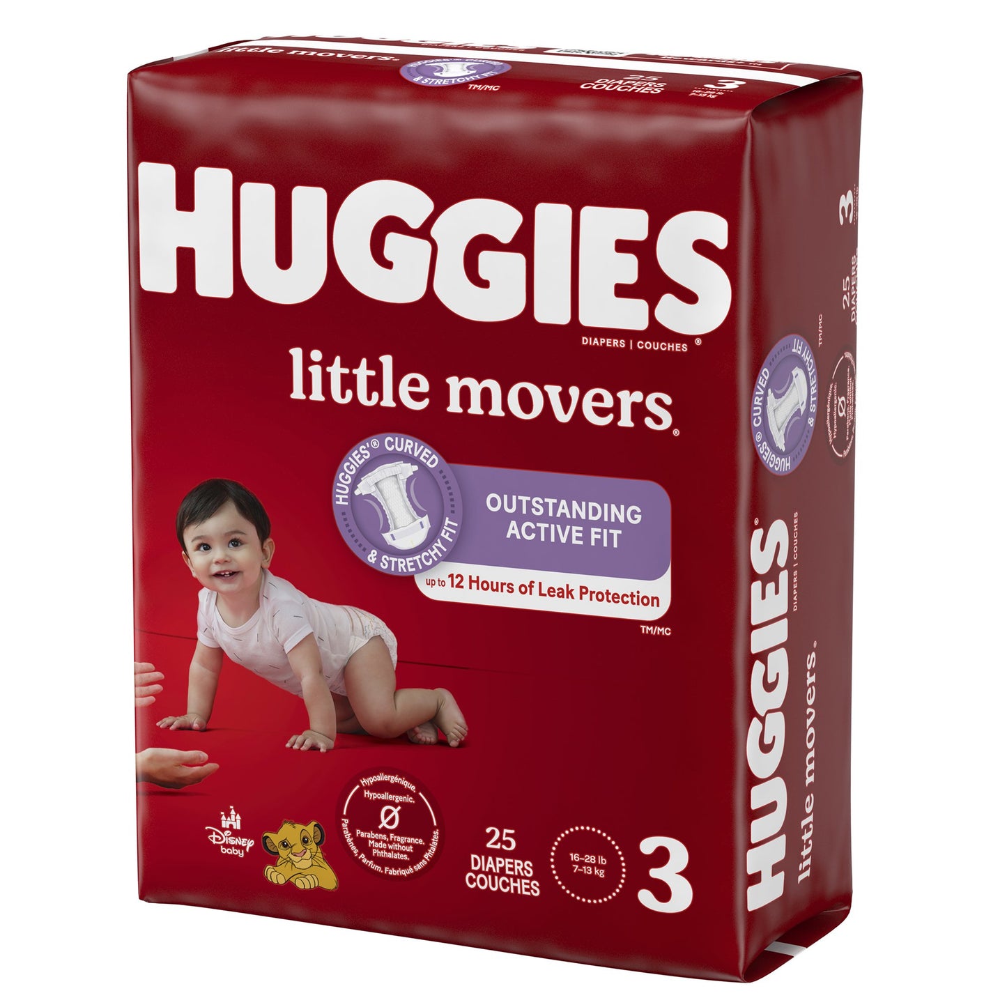 DIAPER, HUGGIES LITTLE MOVERS JUMBO SZ3 (25/PK 4PK/CS)
