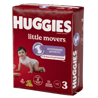 DIAPER, HUGGIES LITTLE MOVERS JUMBO SZ3 (25/PK 4PK/CS)