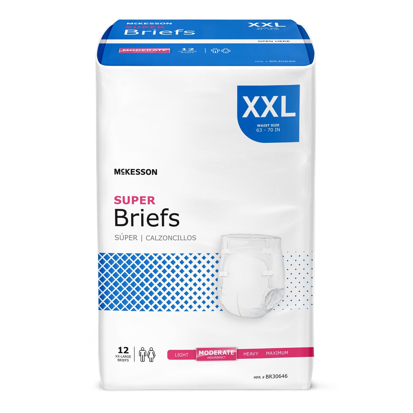 BRIEF, TAB CLOSURE SUPER 2XLG 63-70" (12/BG 4BG/CS)