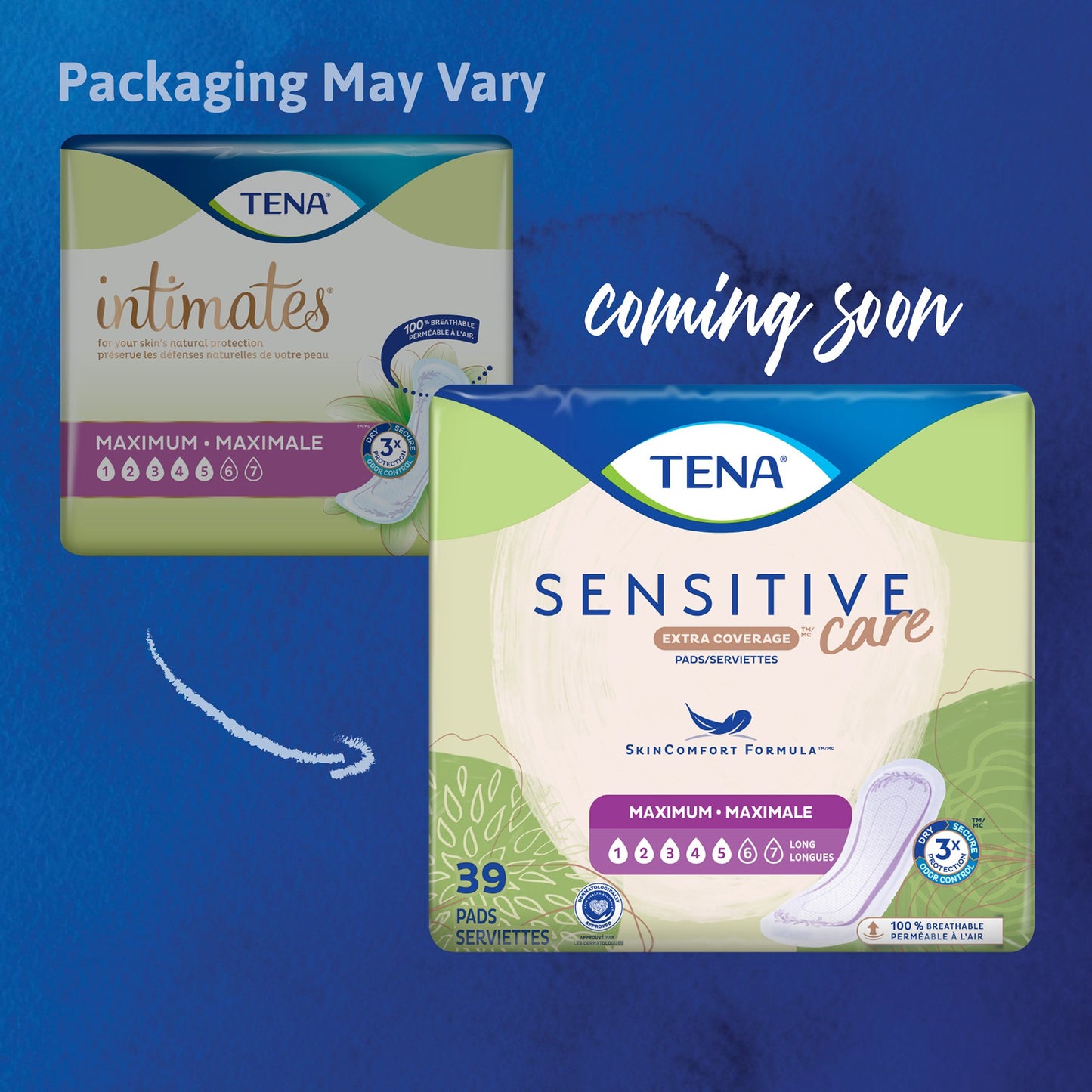 PAD, TENA SENSITIVE CARE MAXIMUM REG 6"X14" (14/PK 6PK/CS)
