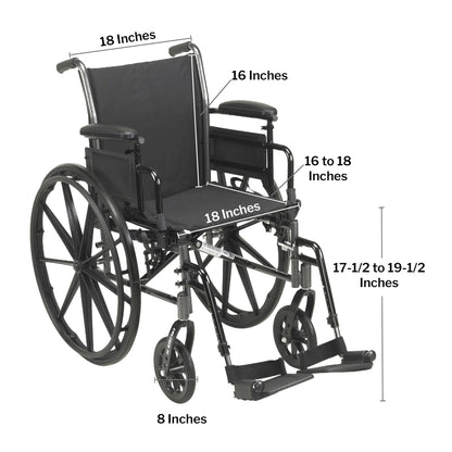 WHEELCHAIR, LIGHTWEIGHT CRUISER III 18" 300LB CAP