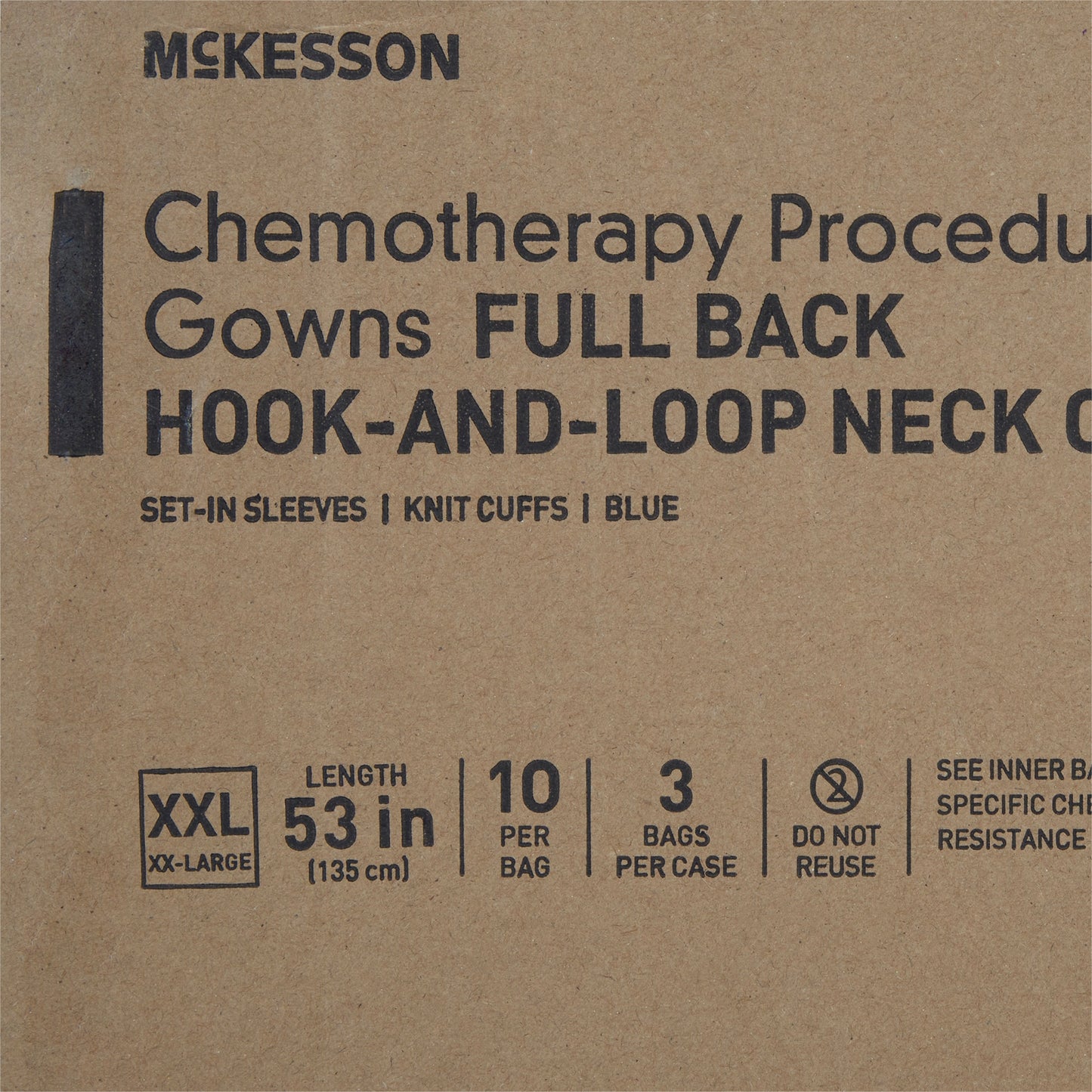 GOWN, CHEMO FULL BCK HOOK&LOOPCLSR AAMI 2 2XLG (10/BG 3BG/C
