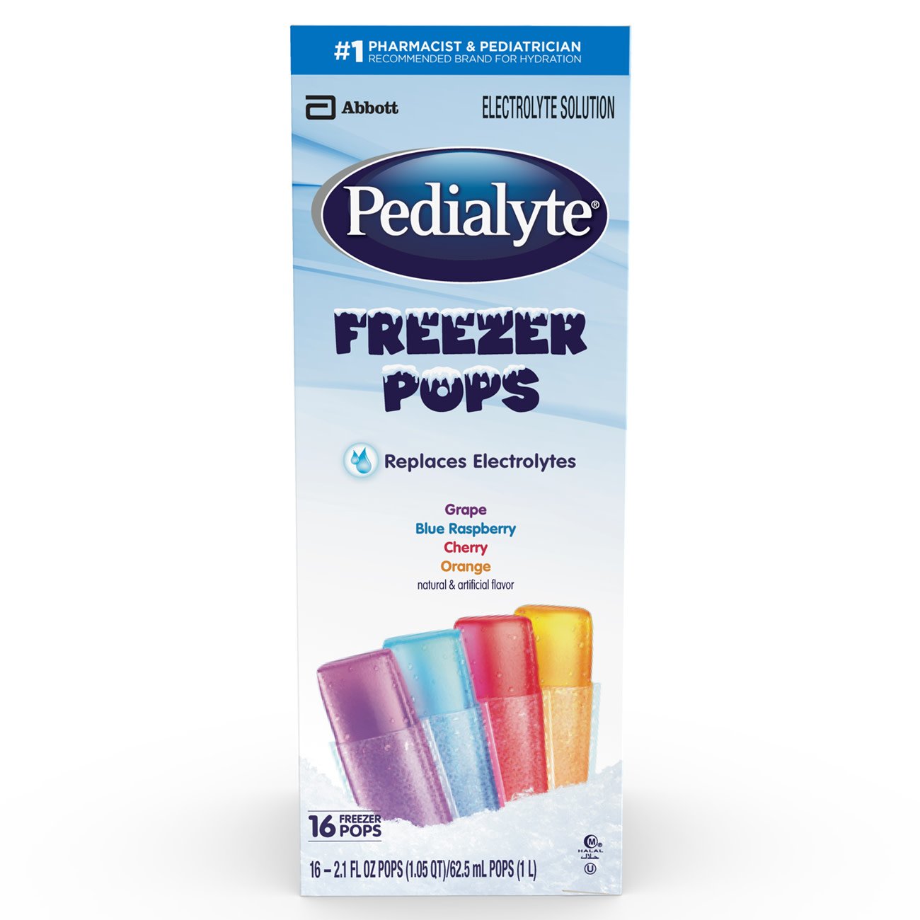 PEDIALYTE, FREEZER POP ASTD FLAVORS 2.1OZ (16/BX)