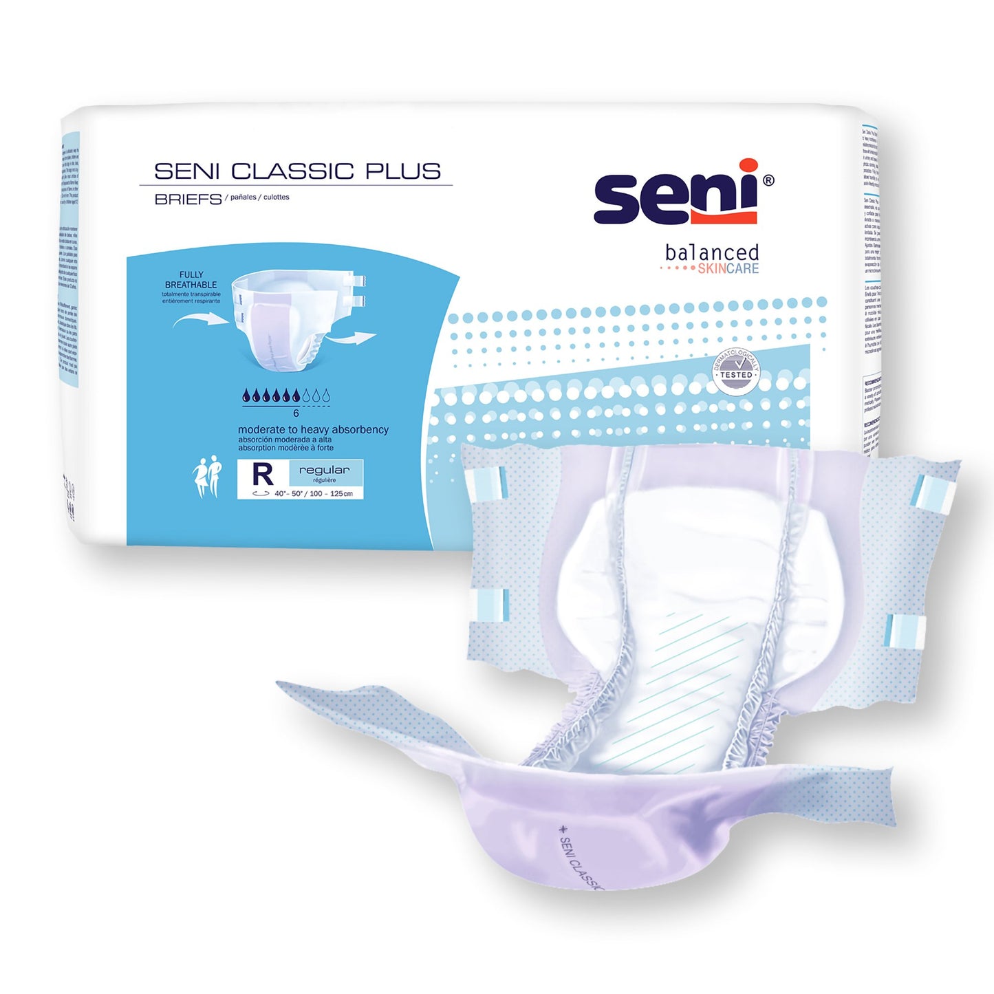 BRIEF, INCONT SENI CLASSIC PLUS REG 40"-50" (25/PK 4PK/CS)
