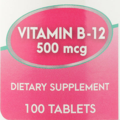 VITAMIN B-12, TAB 500MCG (100/BT 12BT/CS)