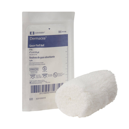 FLUFF, DERMACEA STR 4"X4YD (100RL/CS) KENDAL