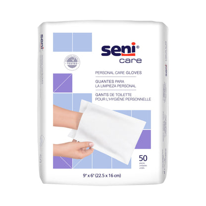 GLOVE, CLEANSING SENI CARE 9"X6" (50/PK 12 PK/CS)