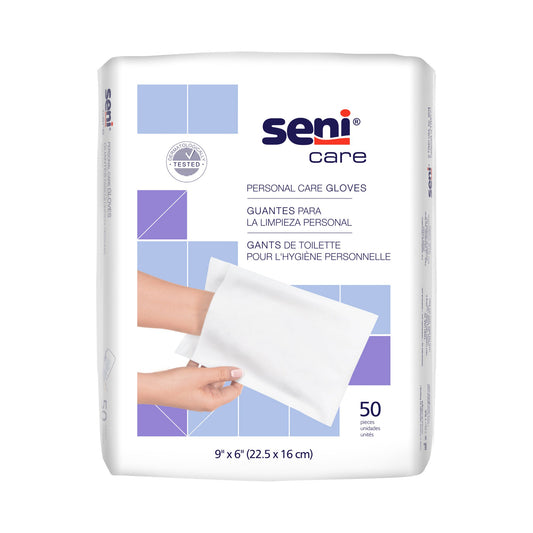 GLOVE, CLEANSING SENI CARE 9"X6" (50/PK 12 PK/CS)