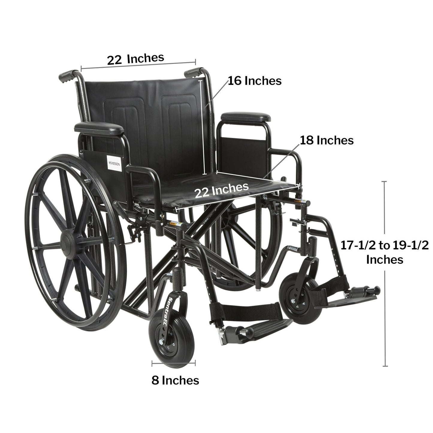 WHEELCHAIR, HD DUAL CROSS BRACE DDA SF 22" 450LBS