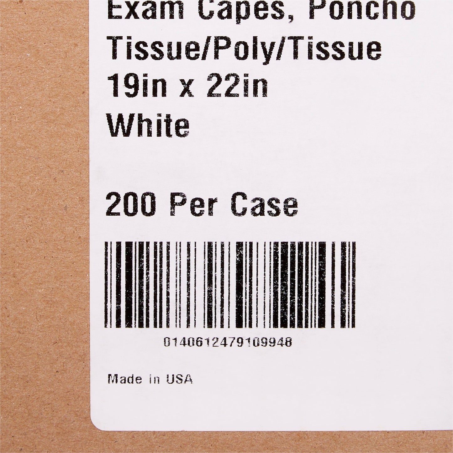 CAPE, EXAM T/P/T PONCHO SIDE OPN WHT 19X22 (200/CS
