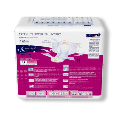 BRIEF, INCONT SENI SUPER QUATRO SM 22"-31" (12/PK 4PK/CS)