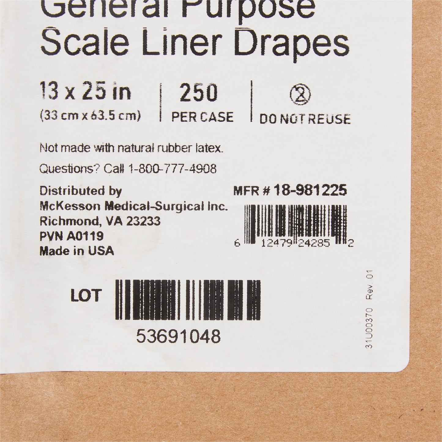 LINER, SCALE GENERAL PURPOSE 13"X25" (250EA/CS)