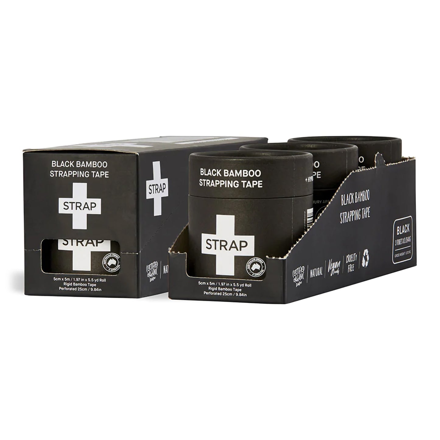 TAPE, SPORTS STRAP BAMBOO BLK 5CMX5CMX5.5YDS (1/TU 3TU/BX)