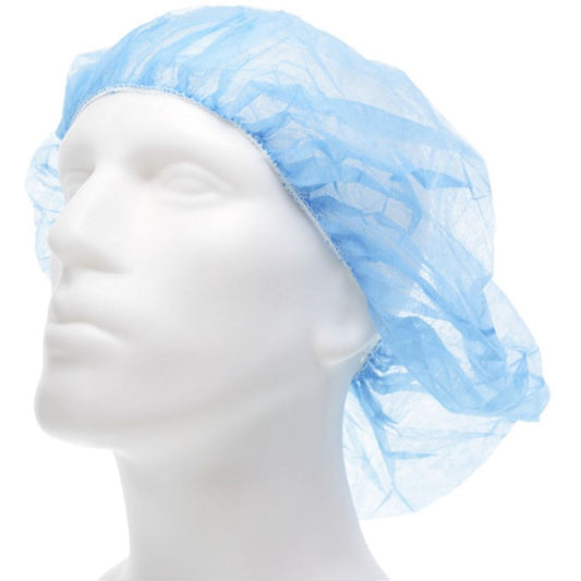 <ul><li>Lightweight, comfortable bouffant caps are made of nonwoven, spunbond polypropylene