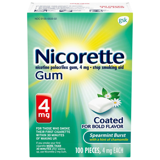 NICORETTE, GUM SPEARMINT BURST/CHAMOMILE 4MG (100/CT)