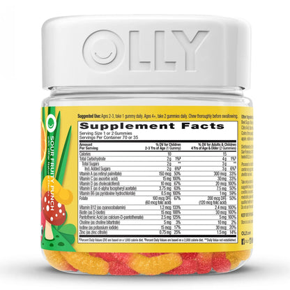 OLLY, GUMMY WORMS KIDS MULTI SOUR FRUITY PUNCH (70/BT)