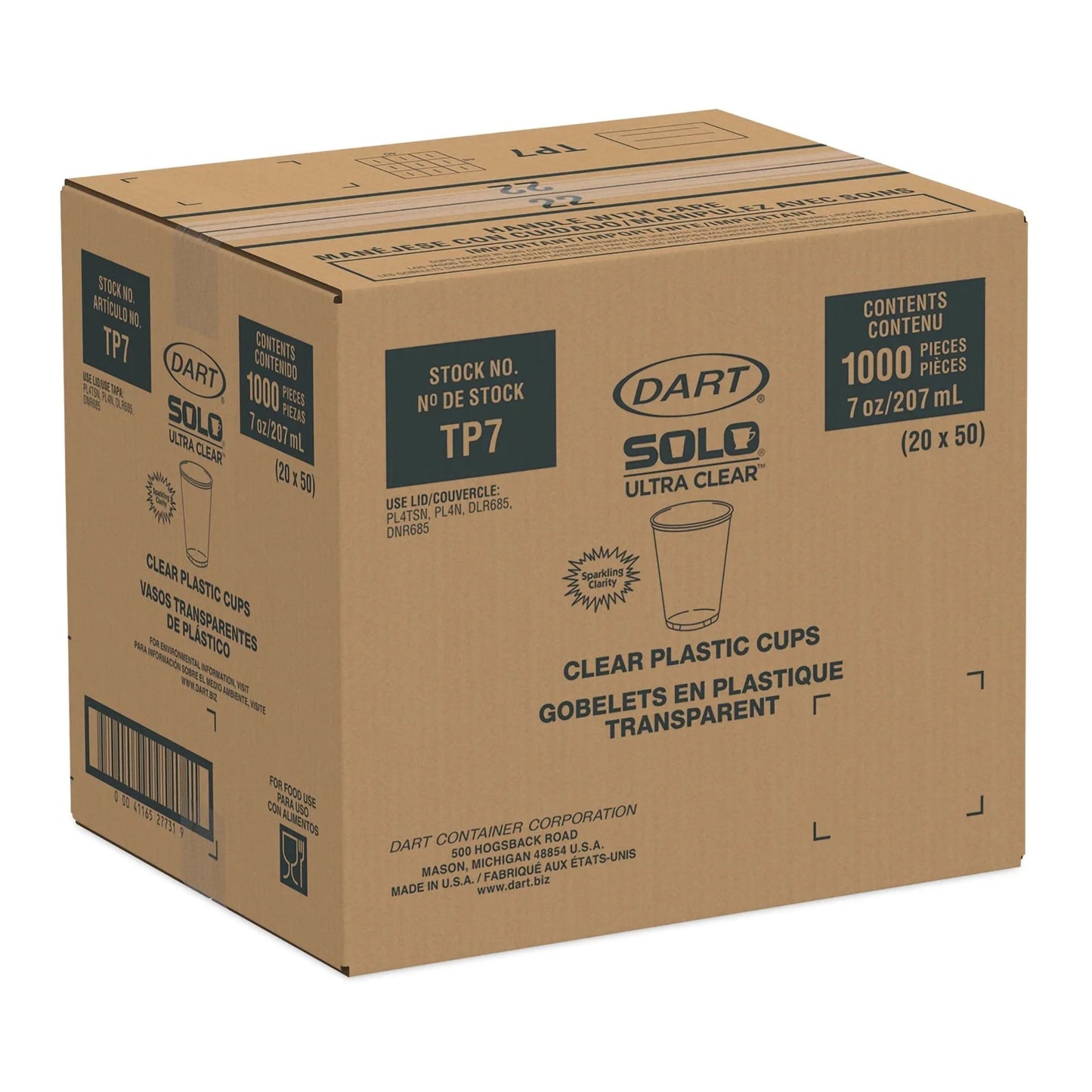 CUP, COLD SOLO PET PLAS ULTRACLR 7OZ (50/SL 20SL/CS)