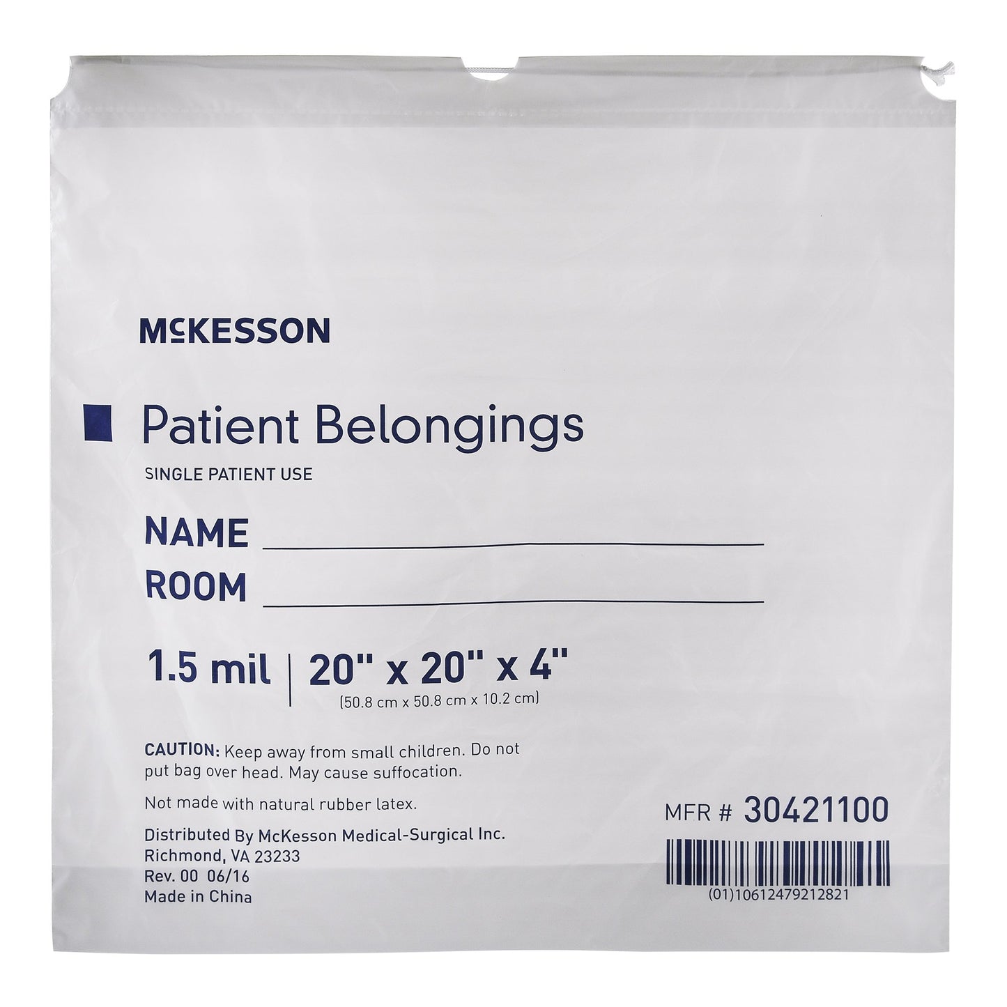 BAG, PAT DRWSTRNG 20X20X4 WHT (250/CS)