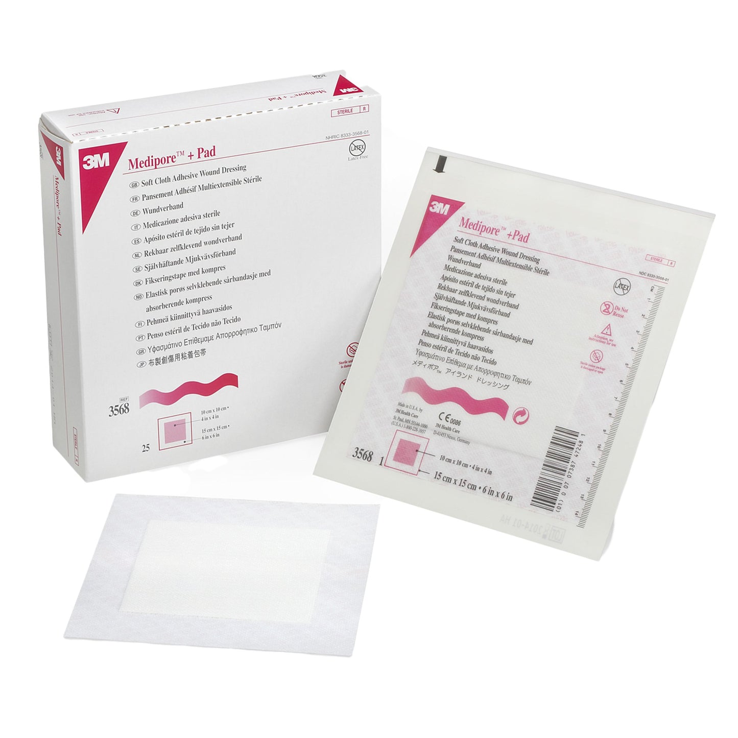 DRESSING, SOFT CLOTH MEDIPORE + PAD 6"X6" (25/BX)
