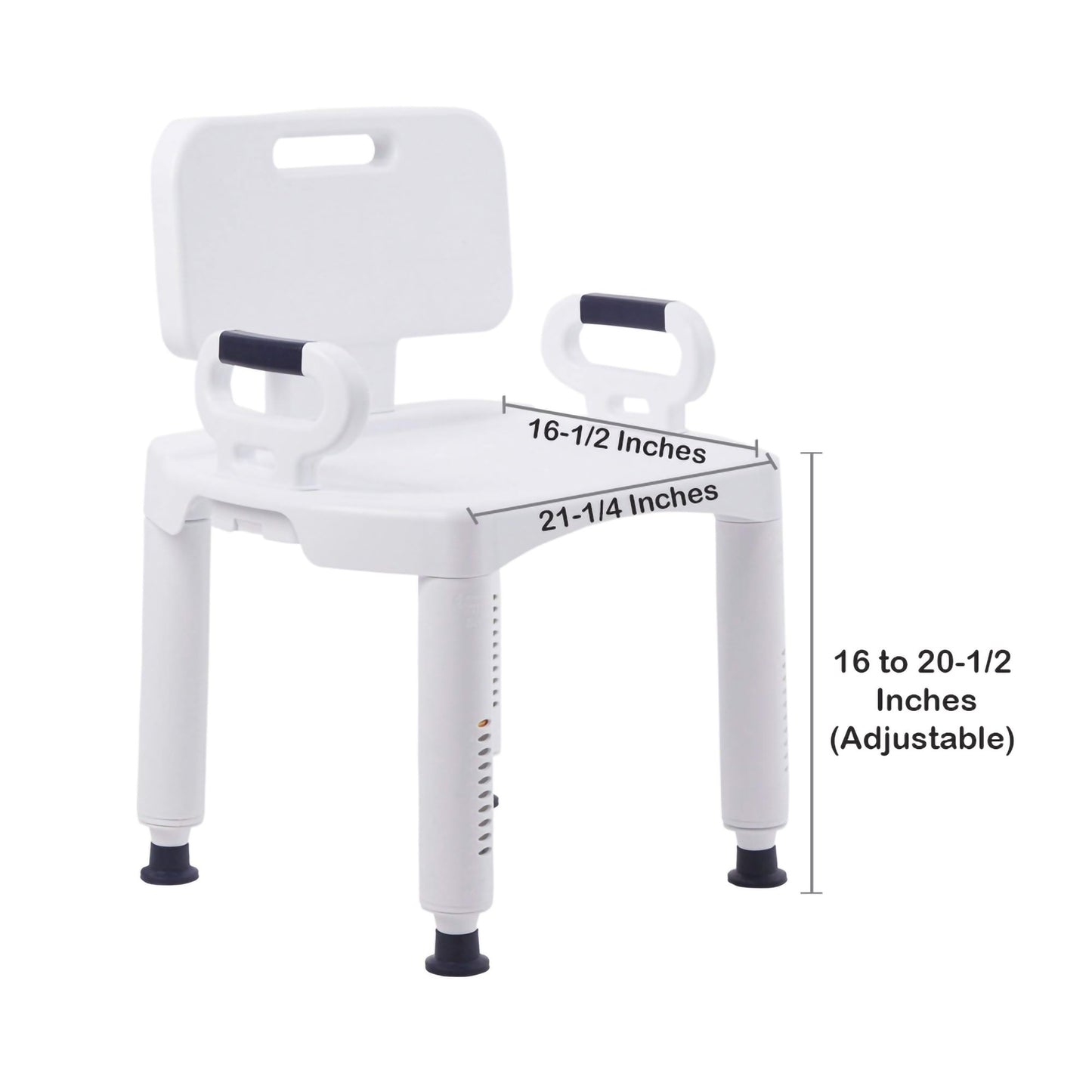 BENCH, BATH PREM W/BACK/ARMS PLAS FRAME 350LBS (4/CS)