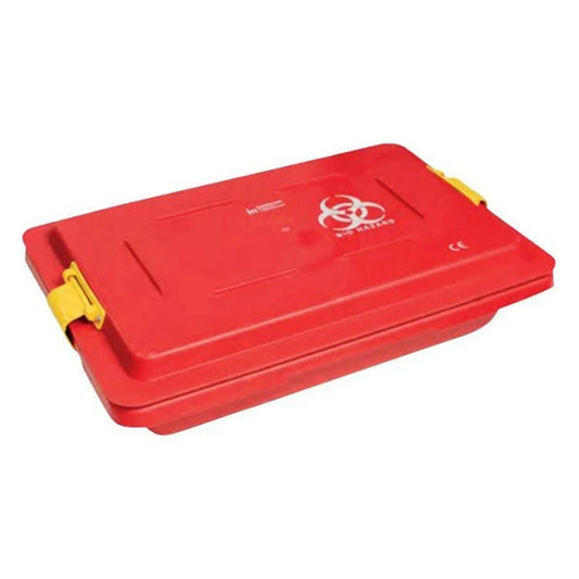 TRAY, TRANSFER SYS W/LATCHES RED 18"X12"X3"