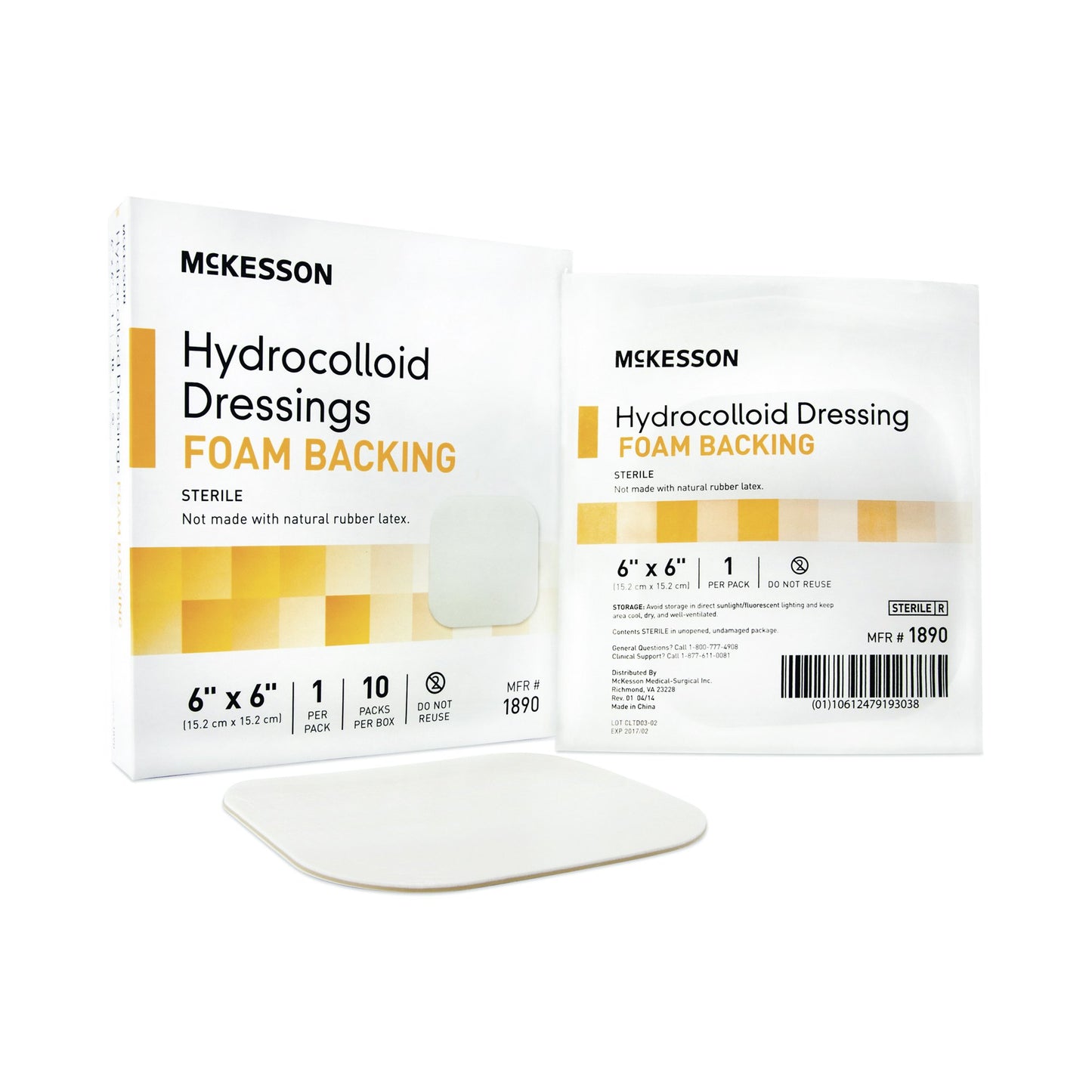 DRESSING, HYDROCOLLOID FOAM-BCK STR 6X6"(10/BX 10B