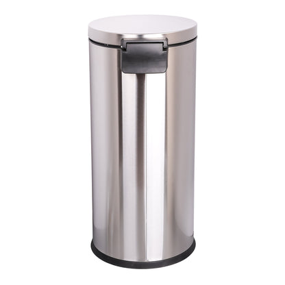 WASTECAN, STEP-ON RND METAL S/STL 32QT