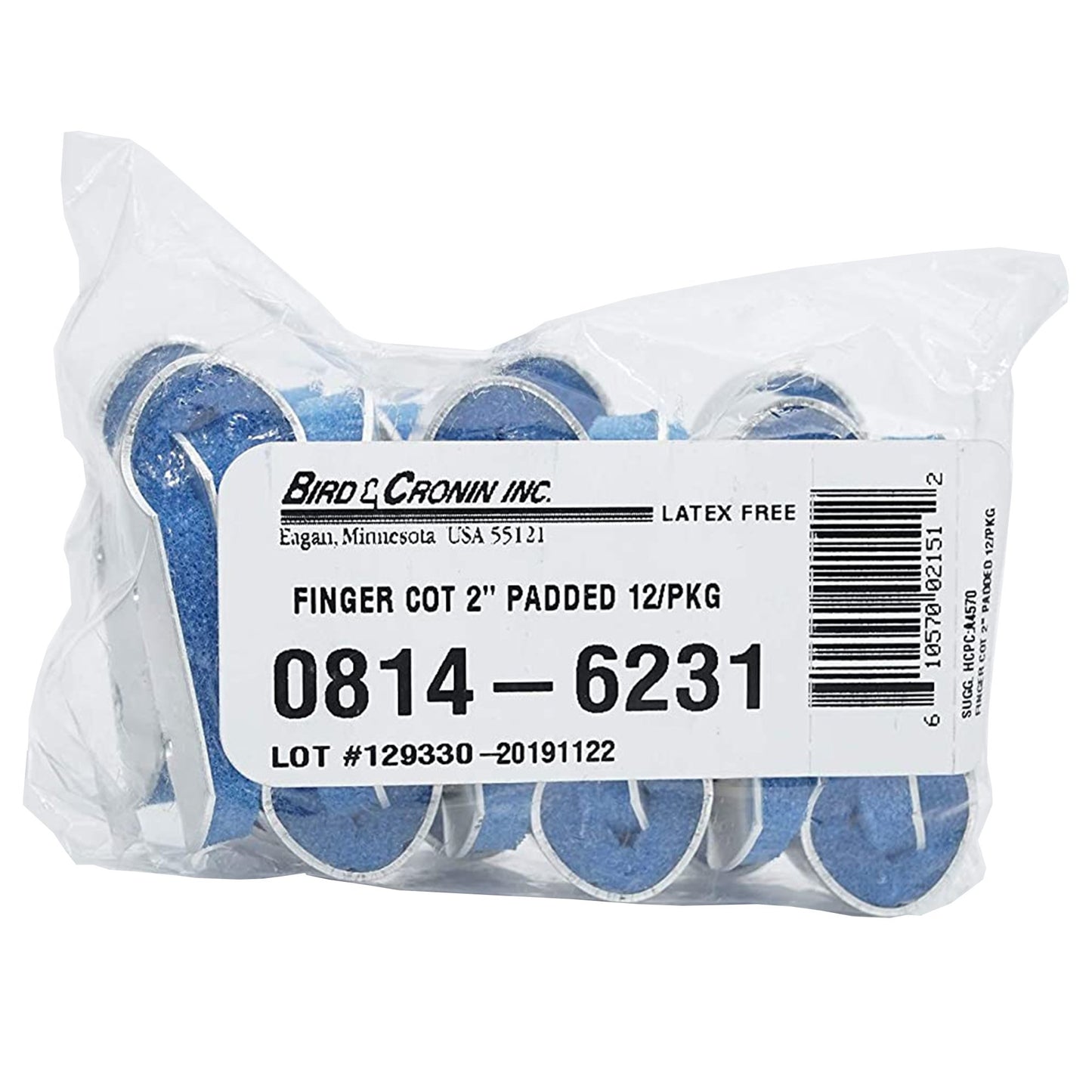 FINGER COT SPLINT, PADDED 2" (12/PK)