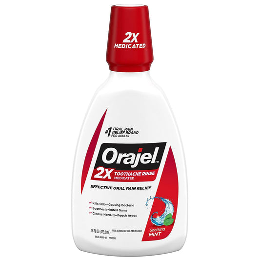 ORAJEL, RINSE TOOTHACHE SOOTHING MINT 16OZ