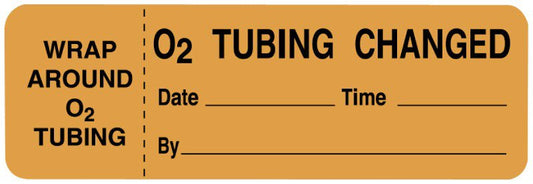 LABEL, O2 TUBING CHANGED DATE TIME BY ORG 3"X1" (220/RL)