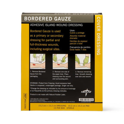 GAUZE, BORDERED STR 6"X6" (15/BX 10BX/CS)