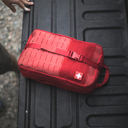 FIRST AID KIT, MYFAK LG STD 200PC NYLON BG RED 14X8.75X6"