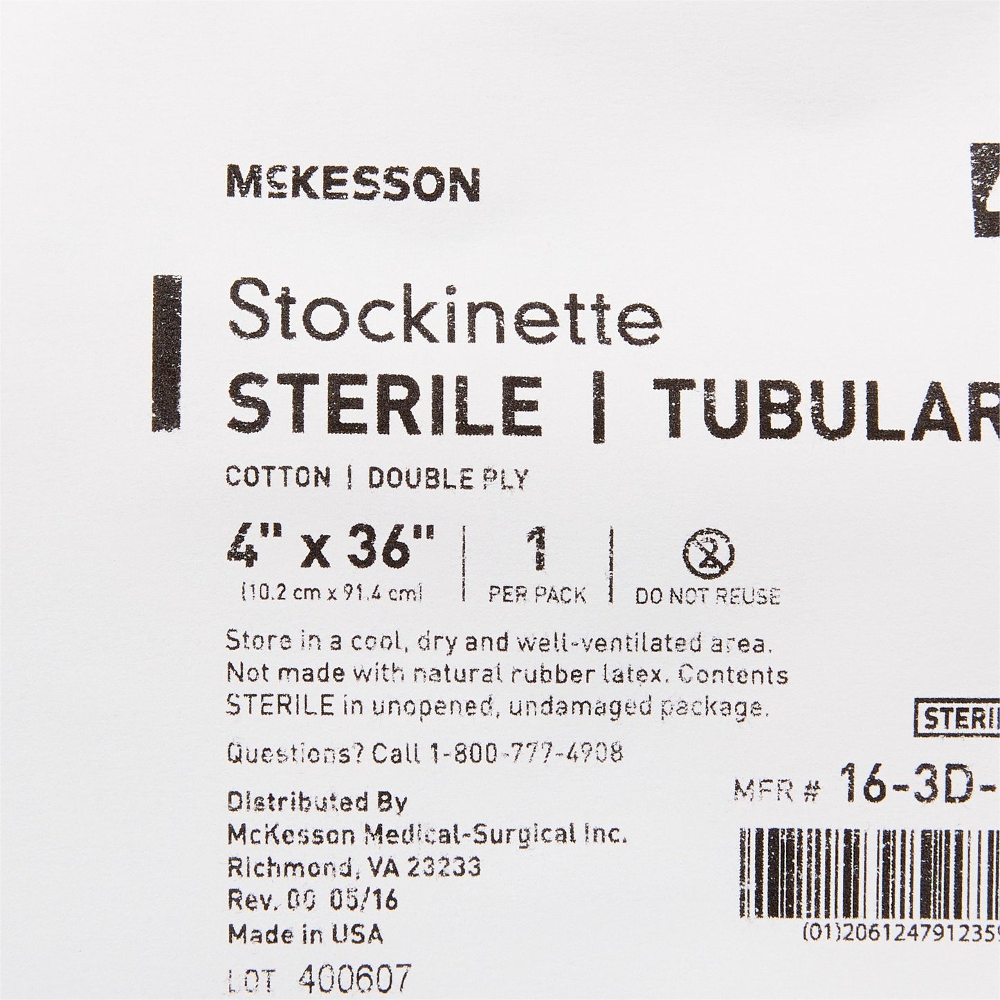 STOCKINETTE, CTN TUBULAR 2PLY STR 4"X36"(24/